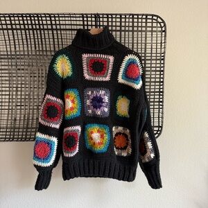 Anthropologie Chamula Granny Square Turtleneck Pullover sweater